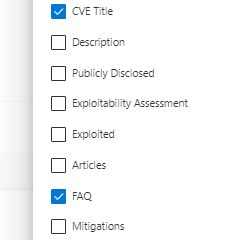 Edit columns CVE
